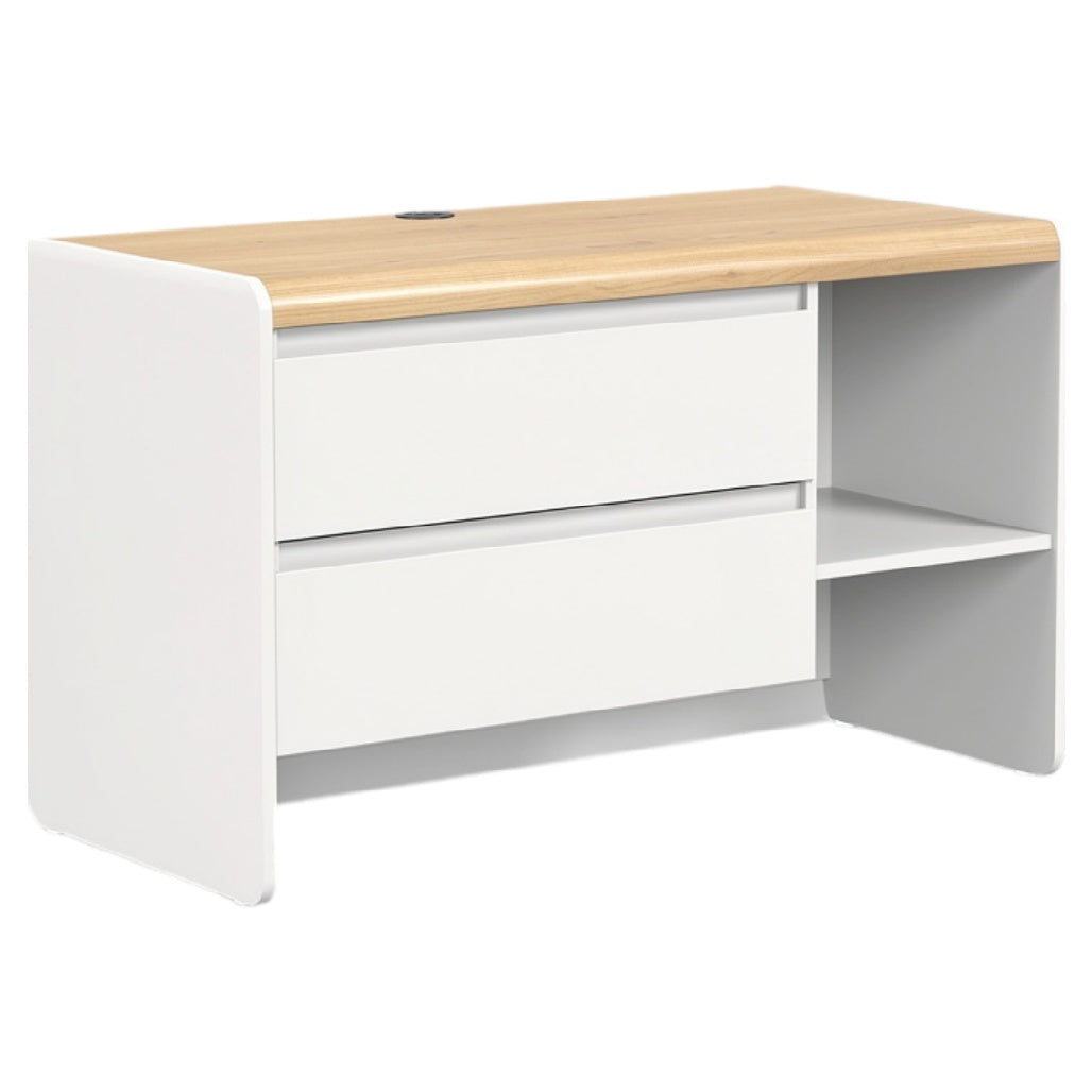 **Technische titel in het Nederlands: Modern Bureau met Houten Bovenblad en Onderste Opbergruimte**