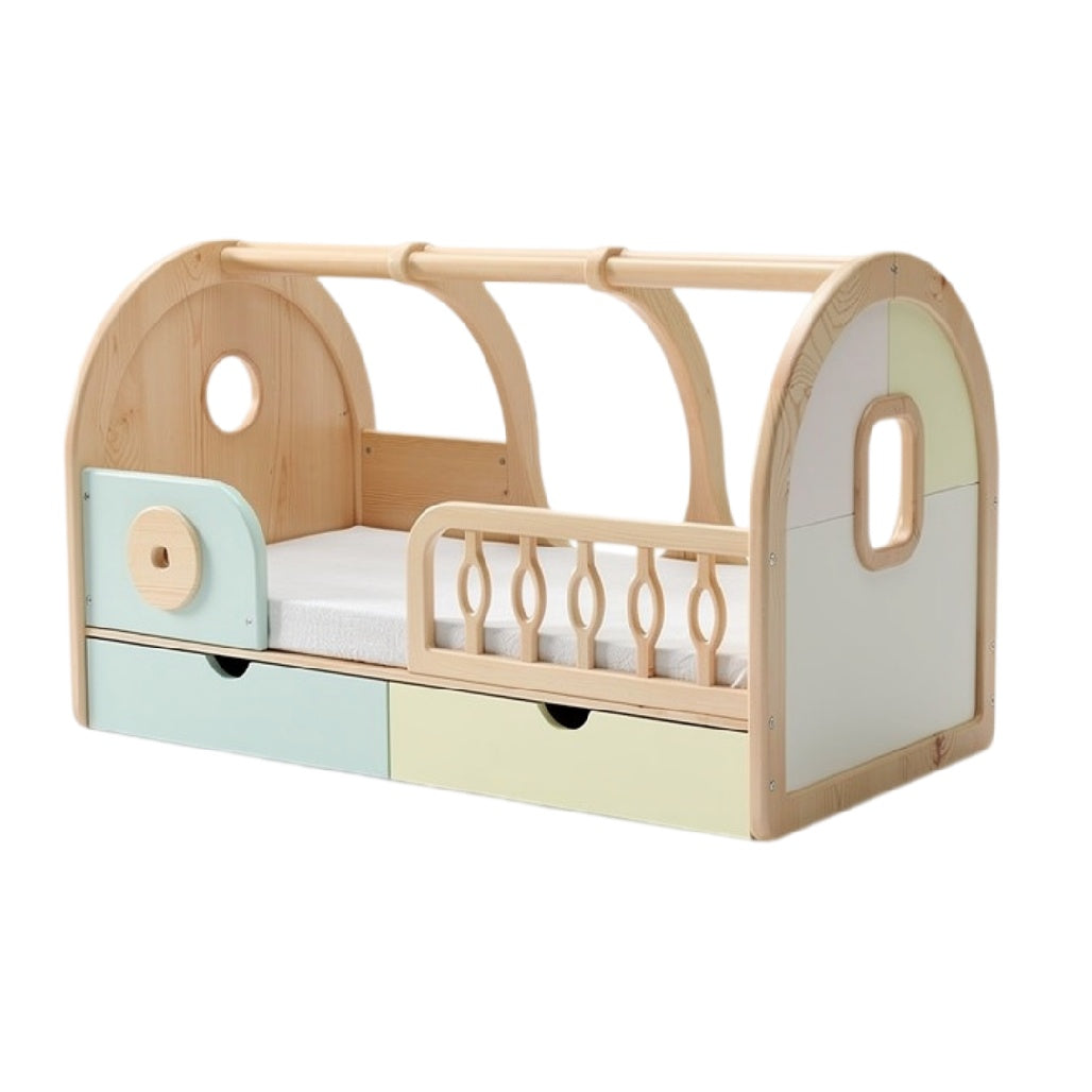 **荷兰寝室meubels: Multifunctionele houten kinderbed met opberglade**