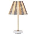 **Moderne Tafellamp met Strepen - Marmeren Basis en Gouden Stang**