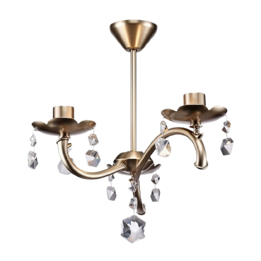 **Technische Titel in het Nederlands: Hanglamp met drie armen en kristallen hangtouwen**