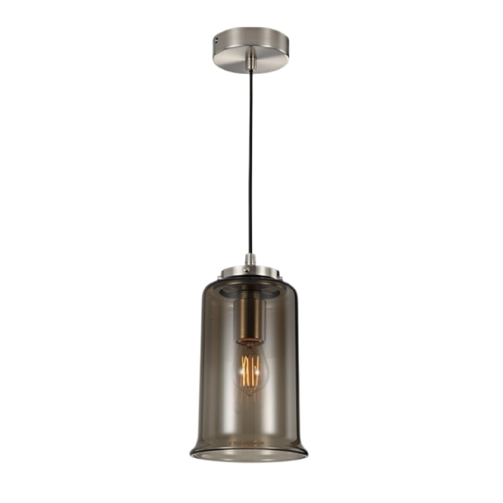**Technische titel in het Nederlands: Moderne hanglamp met rookglazen kap**