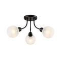 Technische titel in het Nederlands: **Moderne plafondlamp met 3 facetterende glazen bollen**